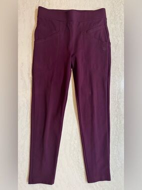Betabrand Petite S Dress Work Pant Yoga Pants Maroon High Rise Comfort Stretch